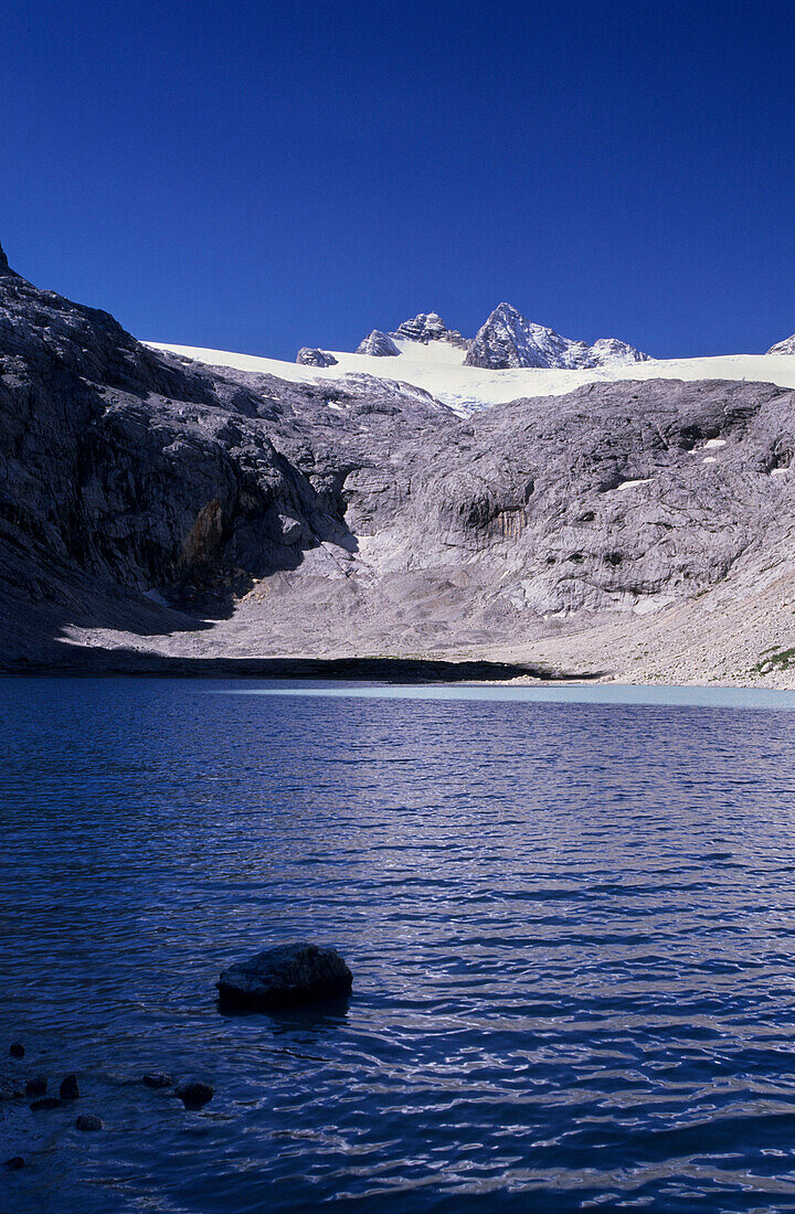 lake Eissee with Dachstein, Dachstein range, Upper Austria, Austria