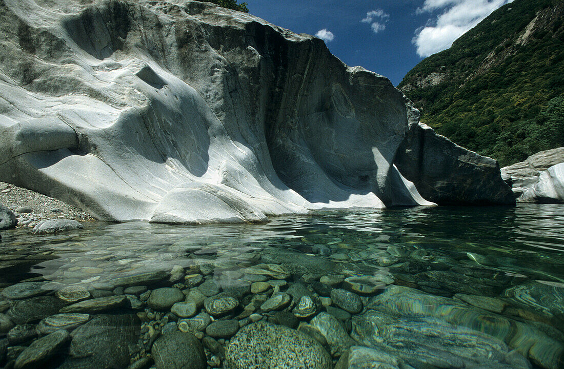 rock formation at river of Maggia, Ticino, Switzerland