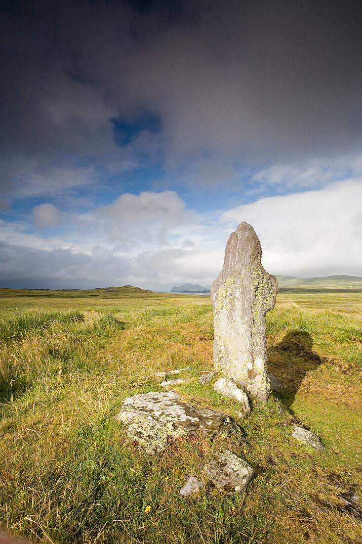 Celtic cross on Valencia Island, Ring of Kerry, Ireland, Europe