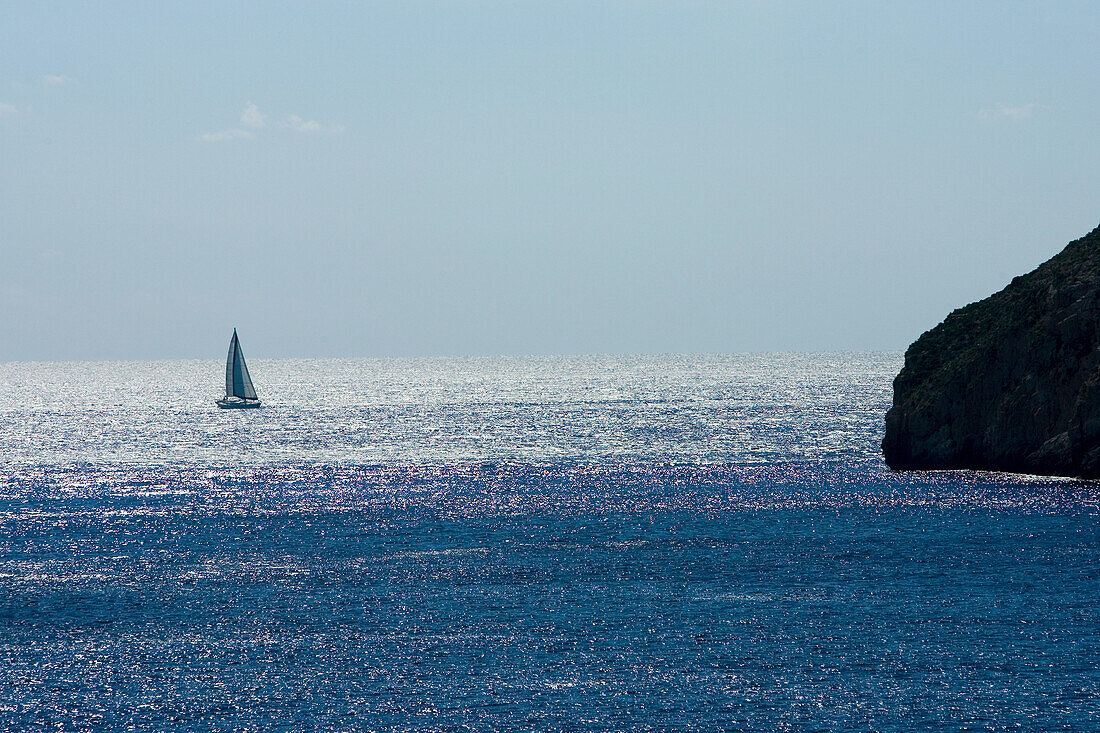 Sailing ship on the sea, Majorca, Balearic Islands, Spain, Europe