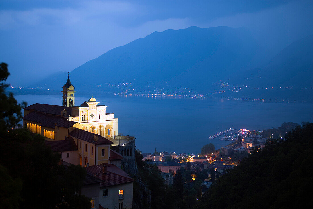 Pilgrimage church Madonna del Sasso, Orselina, lake Lago Maggiore, Ticino, Switzerland