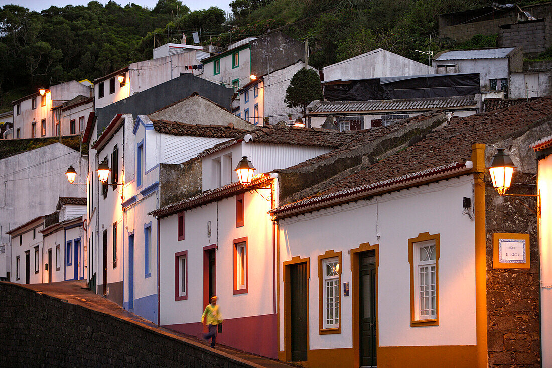 An evening in the streets of Agua de Pau, Azores, Portugal