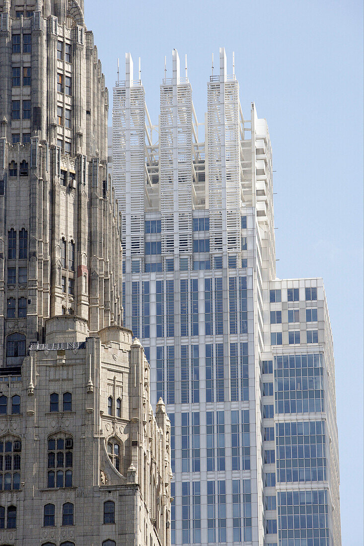 Alte und neue Architektur in Downtown Chicago, Chicago, Illinois, USA
