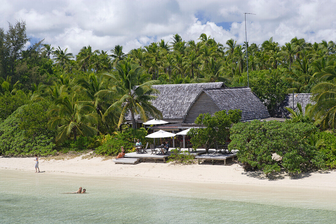 Bathing tourists, Fafa Island Resort, Tonga, South Seas