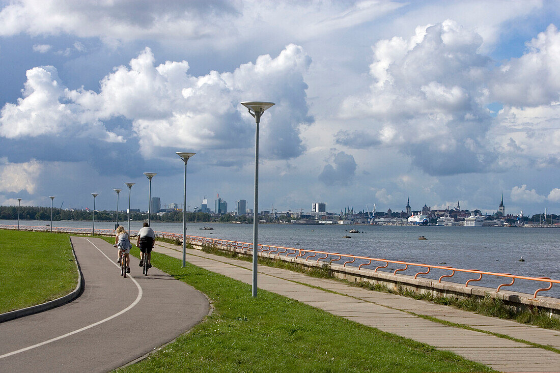 Bike trail along the harbour of Tallinn