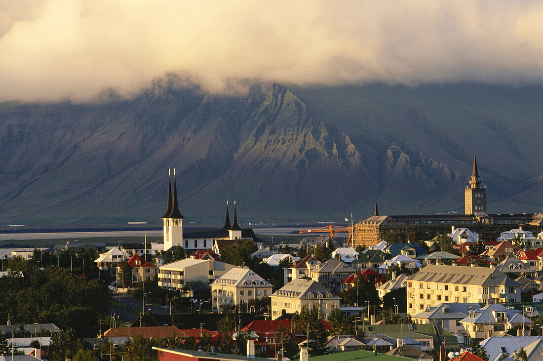 View from Perlan to the old town of Reykjavik, Reykjavik, Iceland
