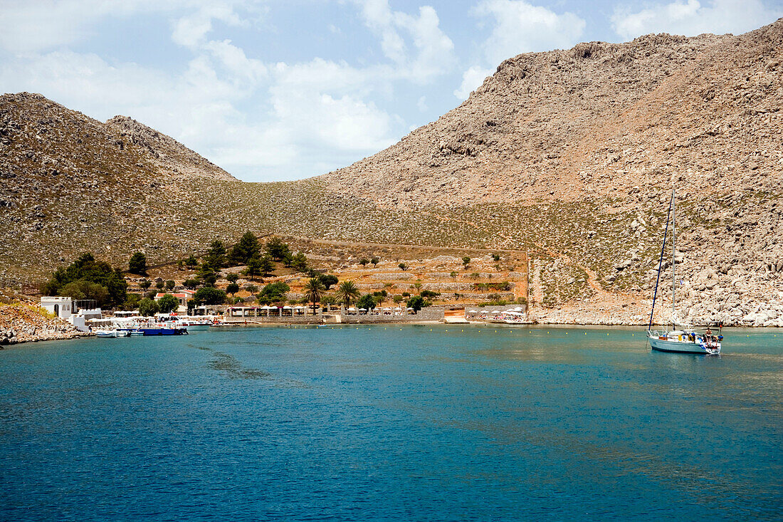 Idyllic view to Agia Marina Beach, Pedi, Symi Island, Greece