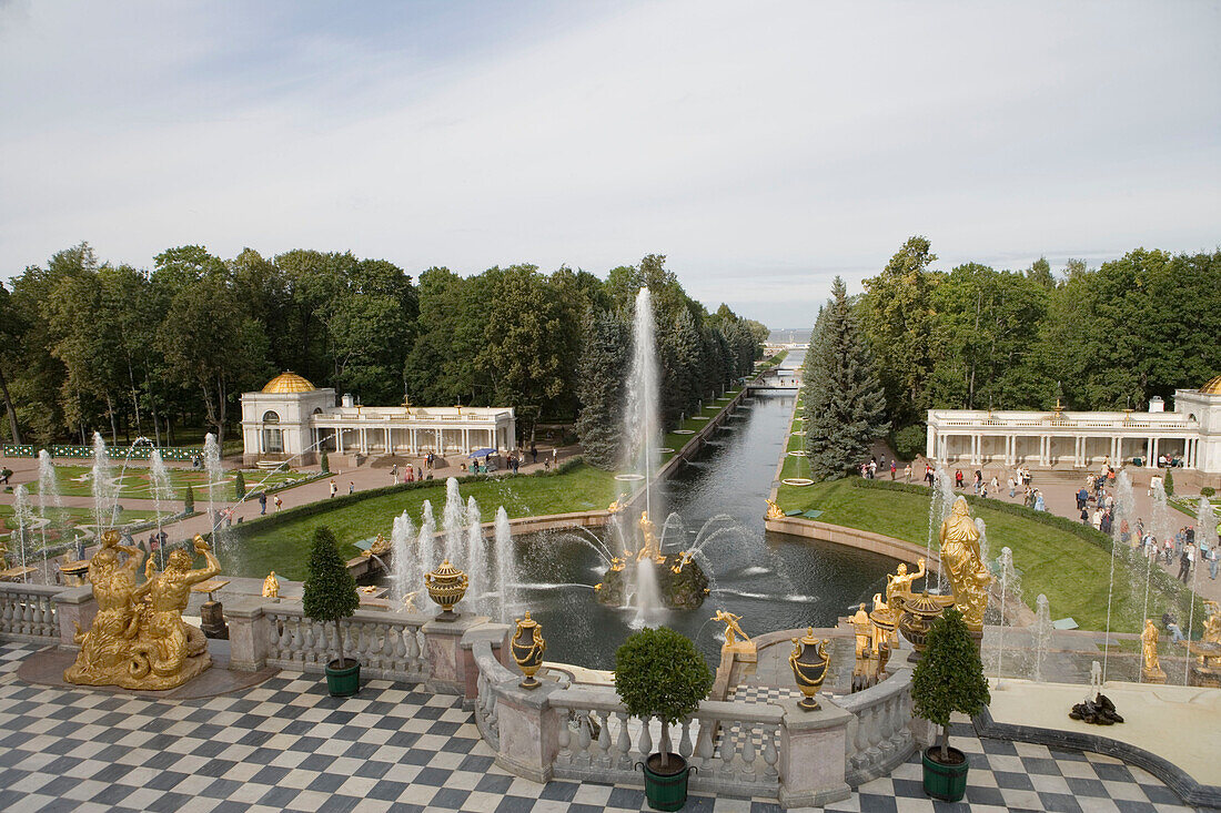 Grand Cascade Fountains at Peterhof Grand Palace, Petrodvorets, near St. Petersburg, Russia