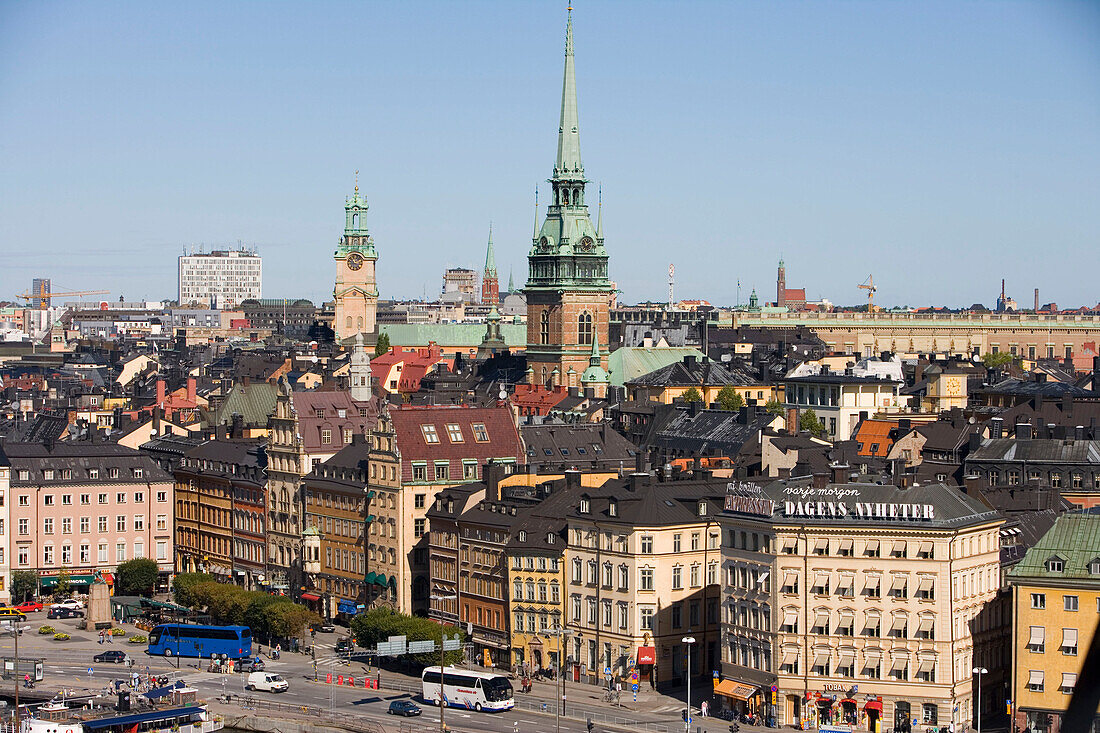 Blick über Gamla Stan, die Altstadt von Stockholm, Schweden, Skandinavien, Europa