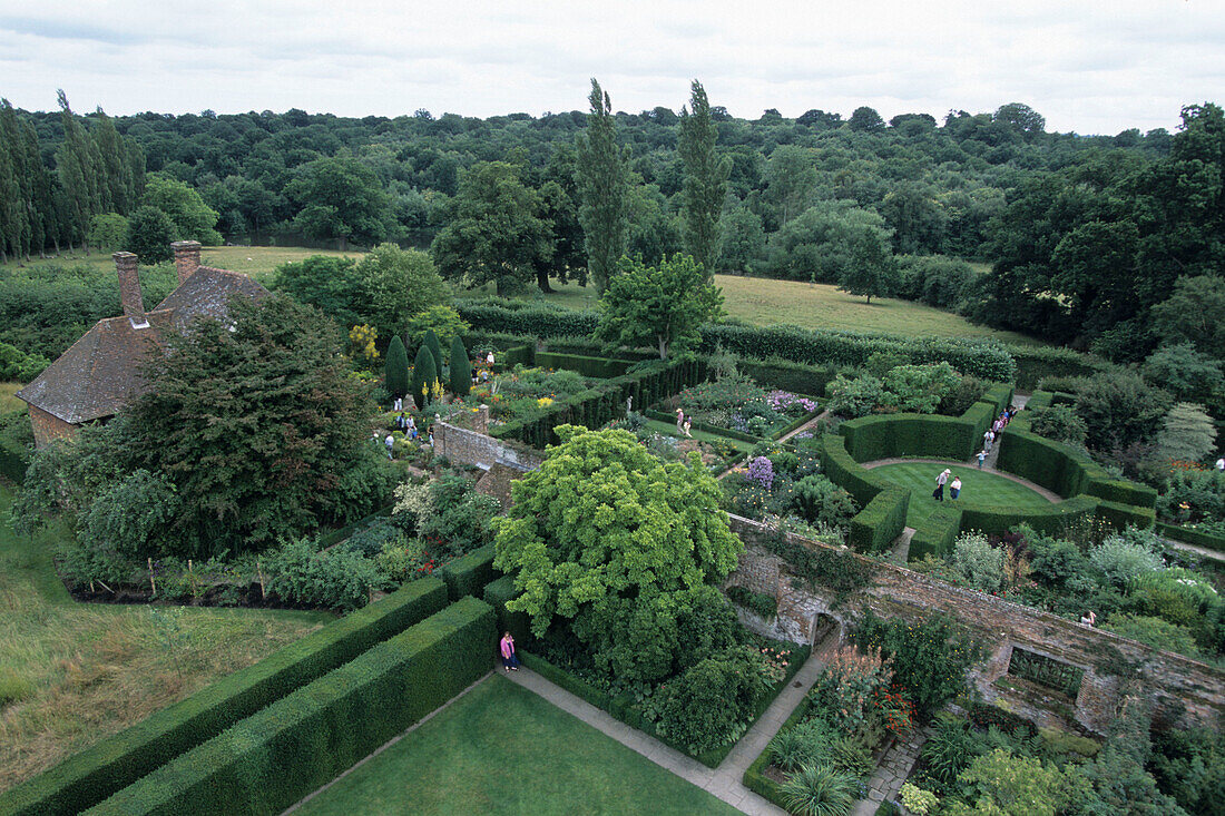 Sissinghurst Castle Gardens, View from The Tower, near Cranbrook, Kent, England