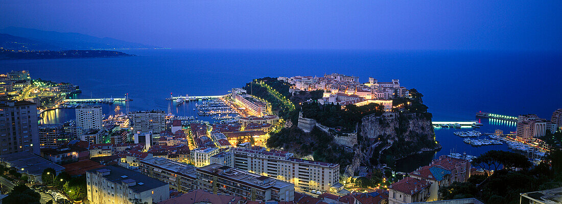 Rocher de Monaco, Prince´s Palace and harbours, Monaco-Ville, Principality of Monaco, French Riviera, Cote d´Azur, Europe