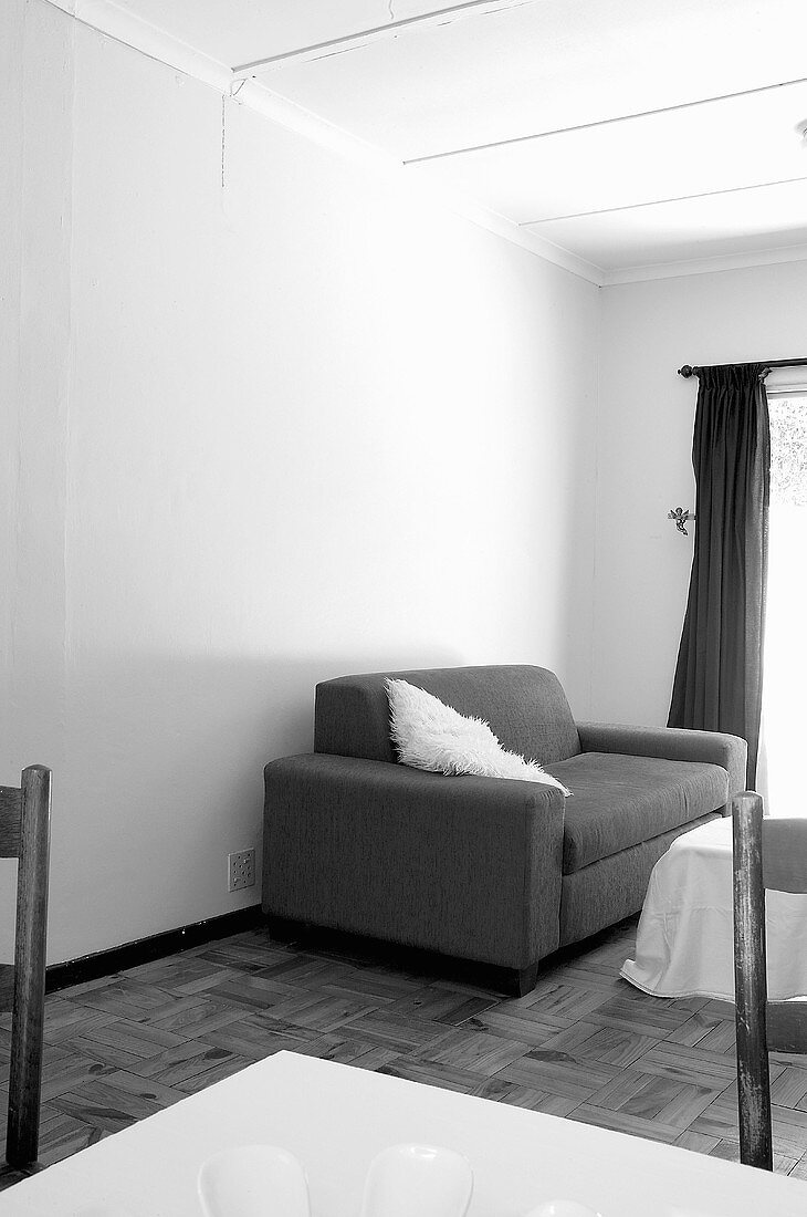 A grey sofa (black and white sofa)