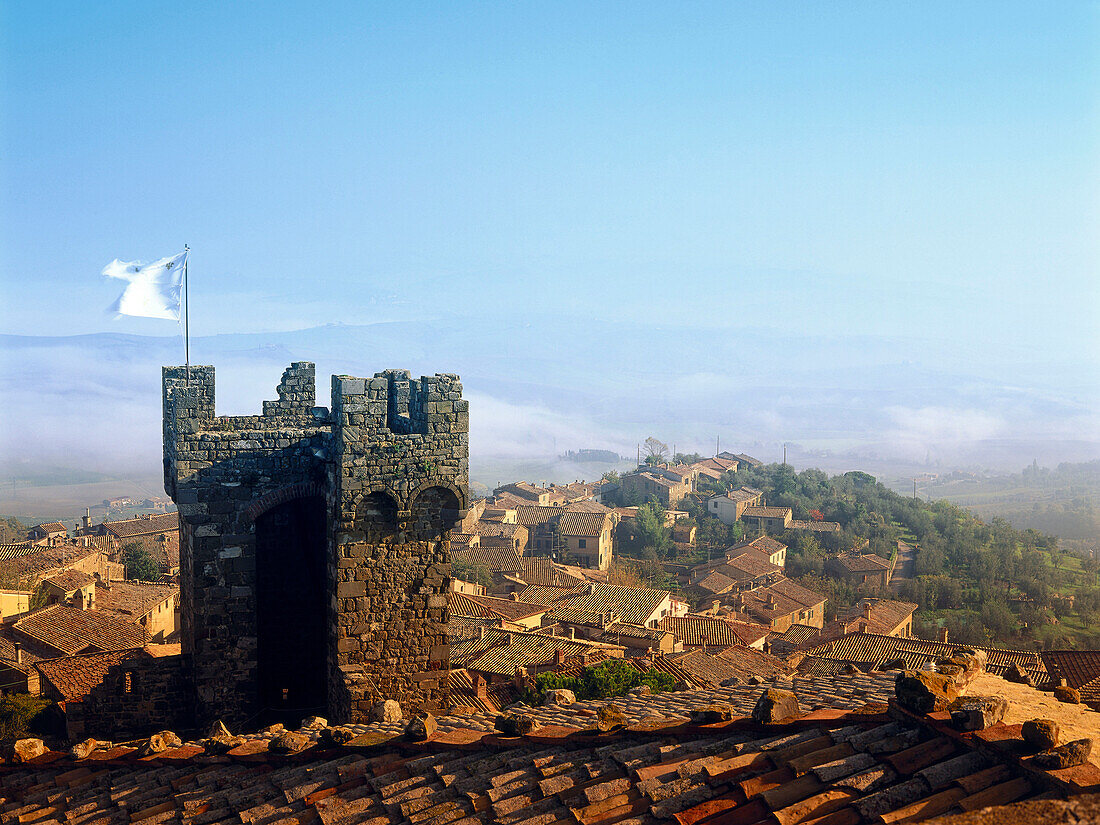 Blick von der Festung, Burg, Fortezza, Val d'Orcia, Montalcino, Toskana, Italien