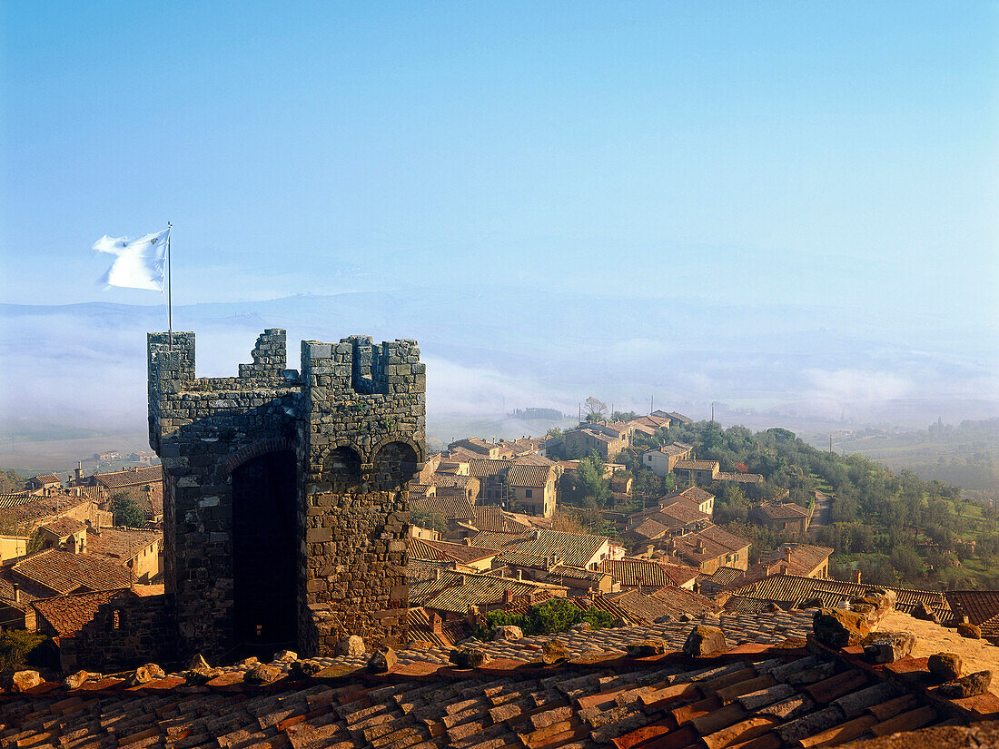 Overview from the castle, Fortezza, Montalcino, Val d'Orcia, Tuscany, Italy
