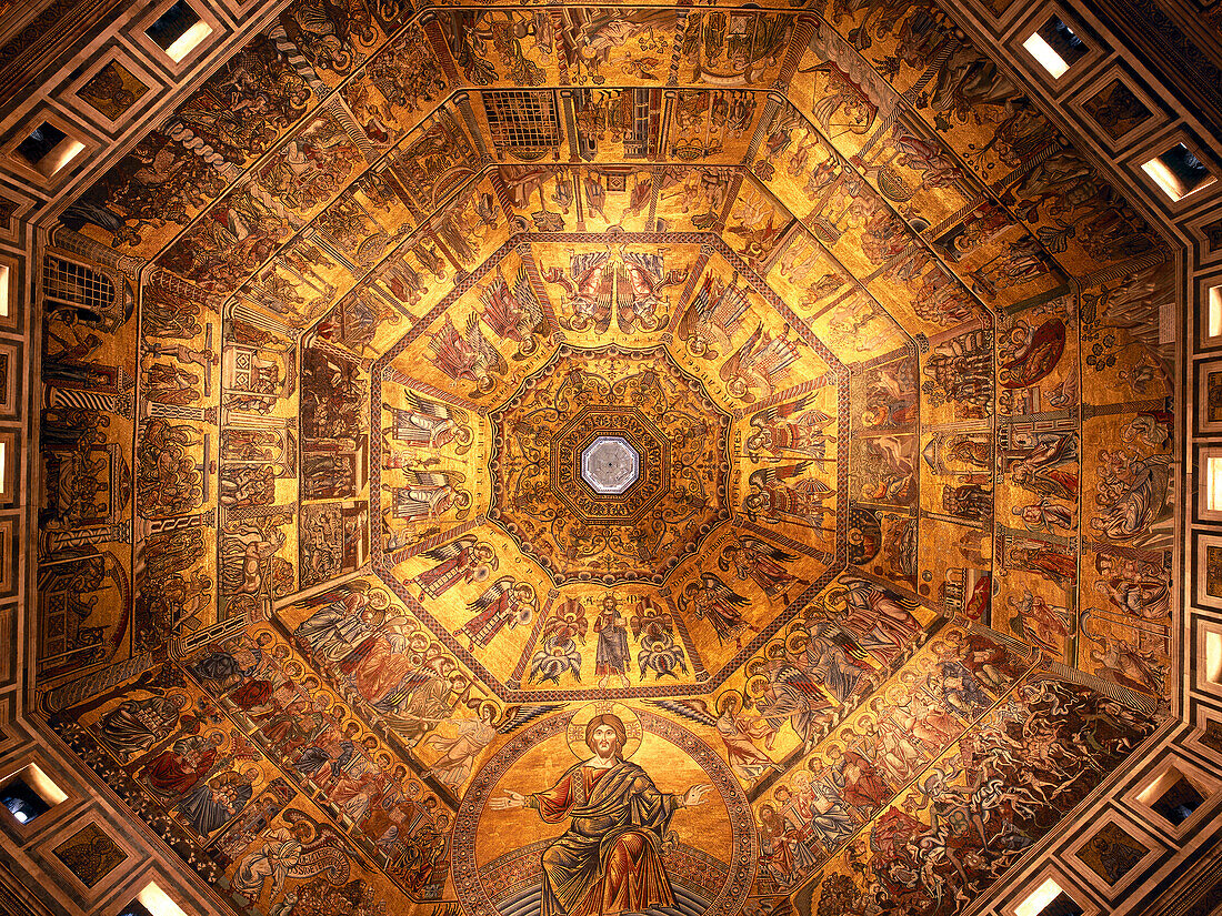 Kuppelmosaik, Künstlen Giotto und Cimabue, Baptisterium der Kathedrale, die Taufkirche San Giovanni, Florenz, Toskana, Italien