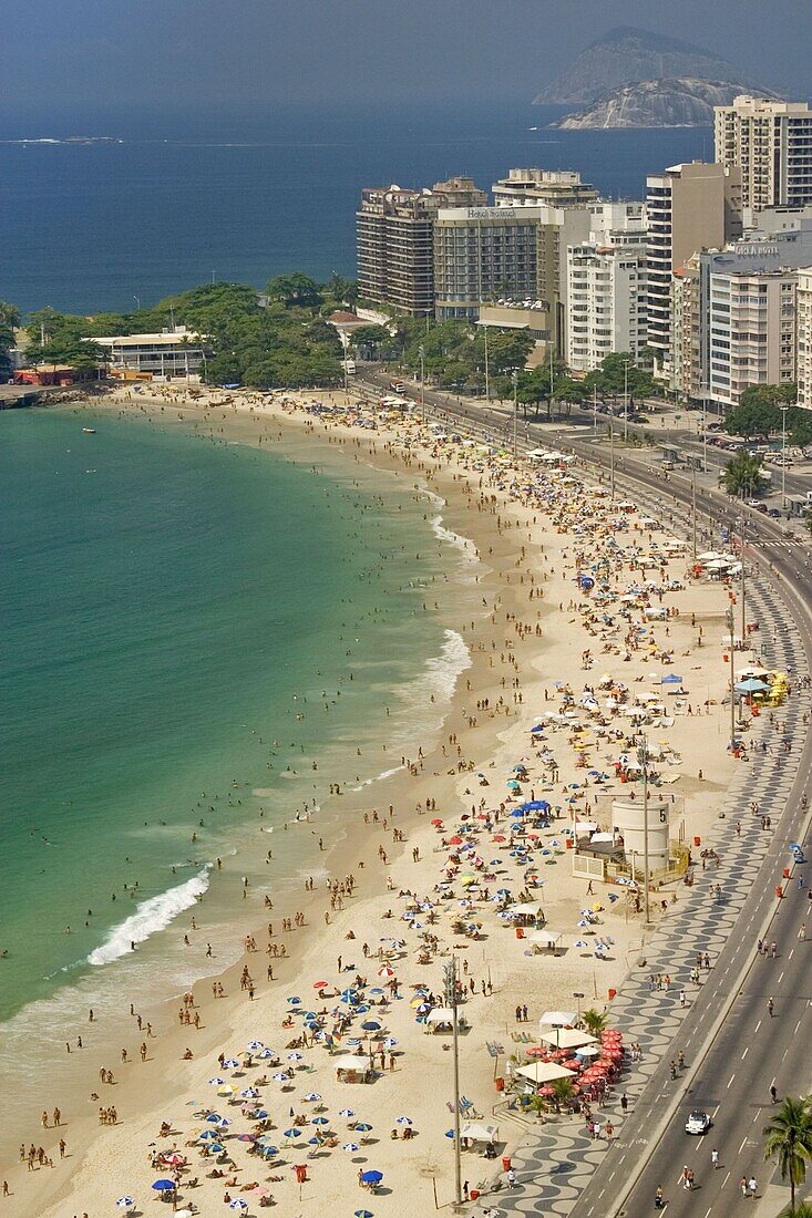 Brasilien, Rio de Janeiro, Copacabana Strand, Vogelperspektive