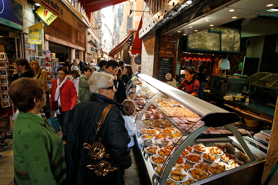 France old city cnter food stall with specialities from Nice