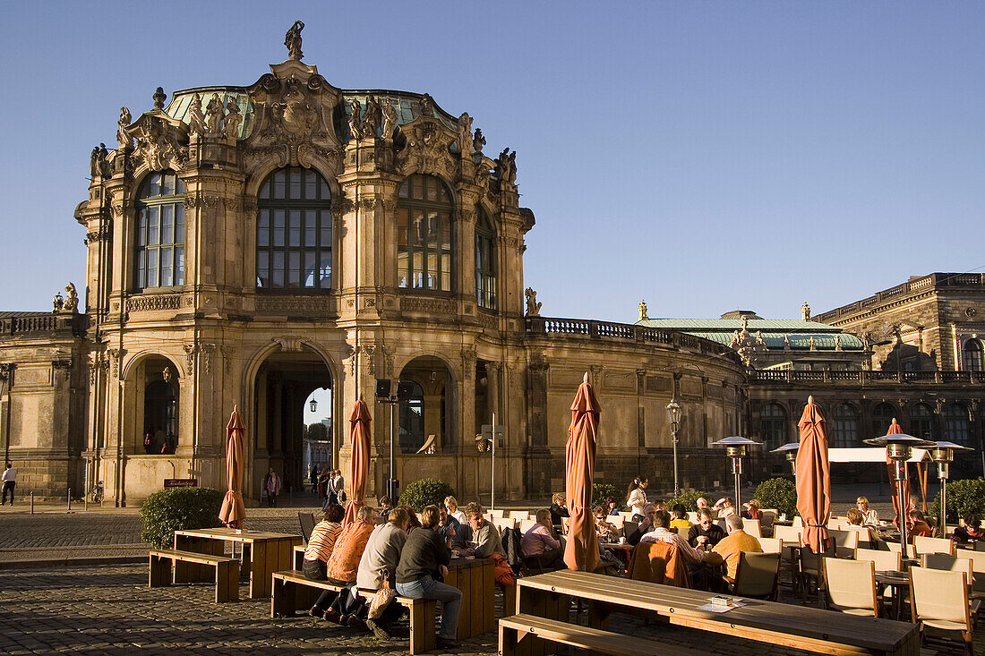 Deutschland, Dresden, Saxony, Wallpavillon , Zwinger, street cafe