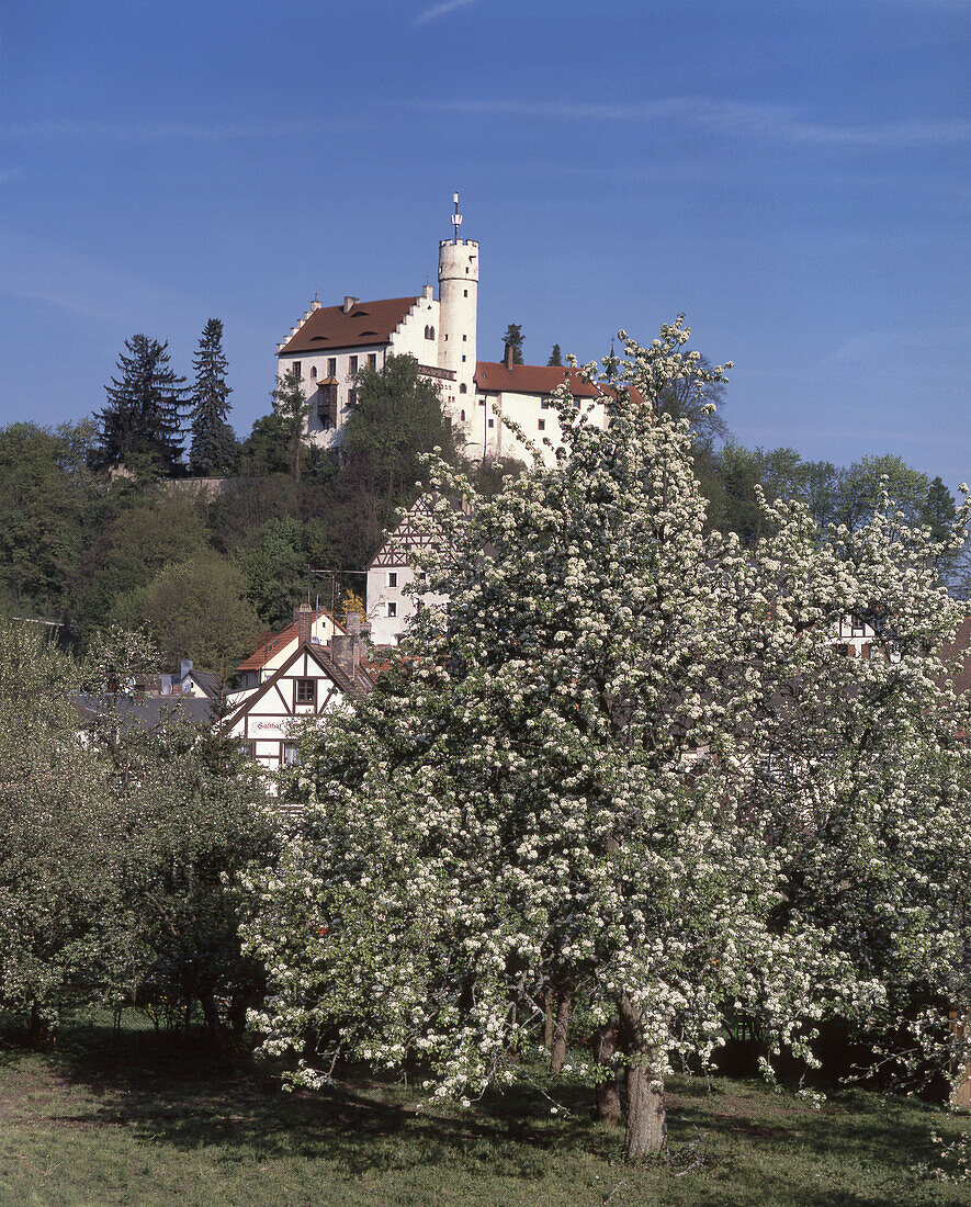 Franken, Goessweinstein, castle in spring