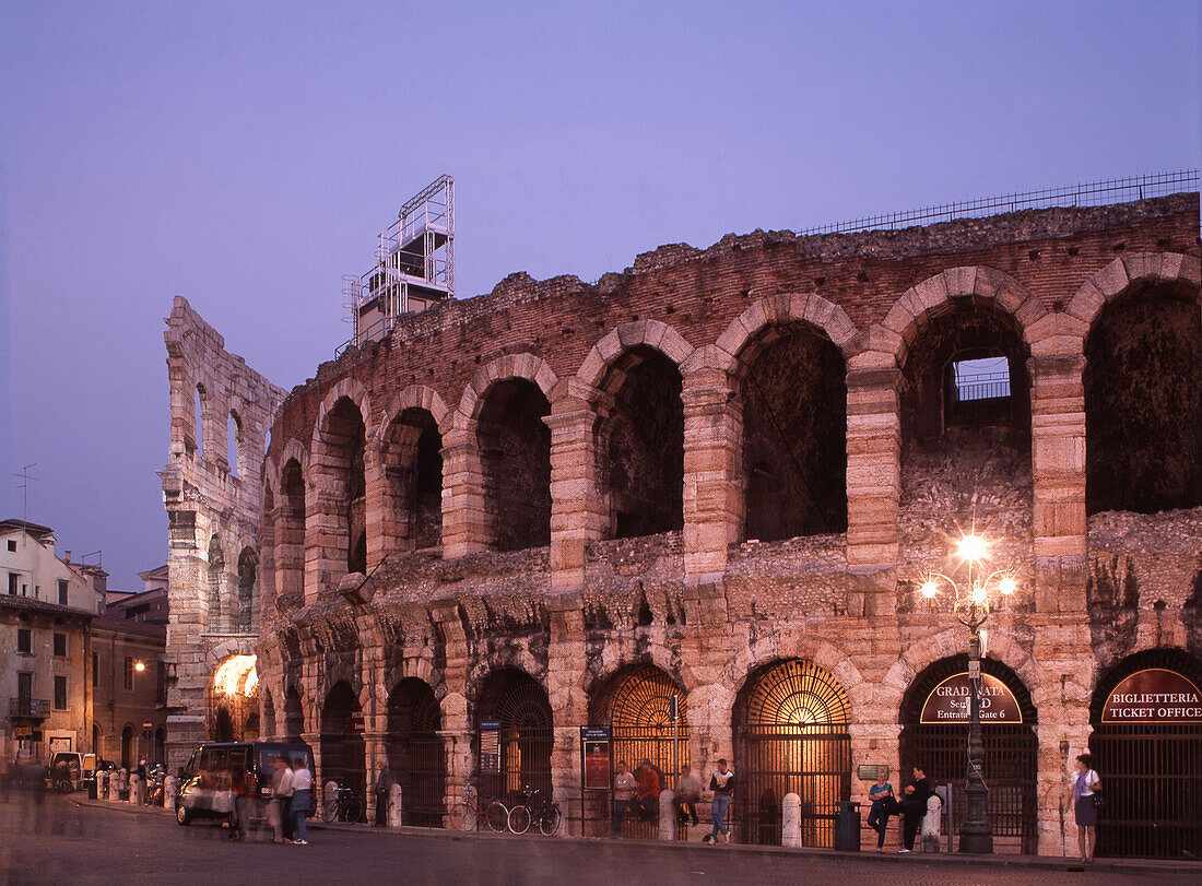 Italy Verona Roman Amphitheatre at twilight