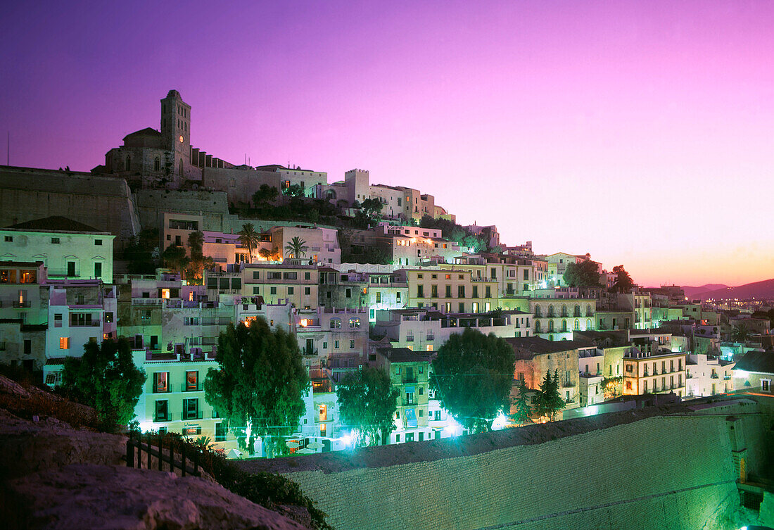 Spain, Baleares island, Ibiza, Dalt vila, sunset