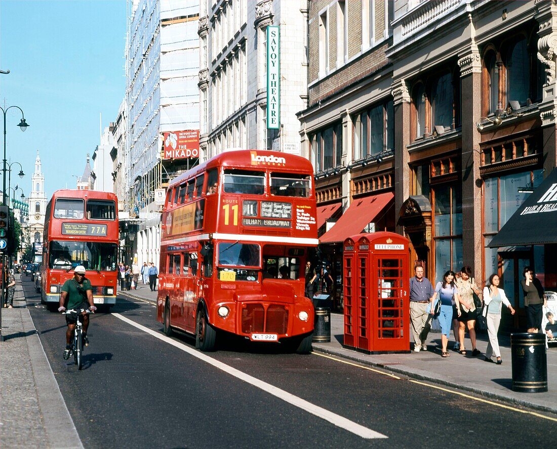 Busses in fleet street, London, England