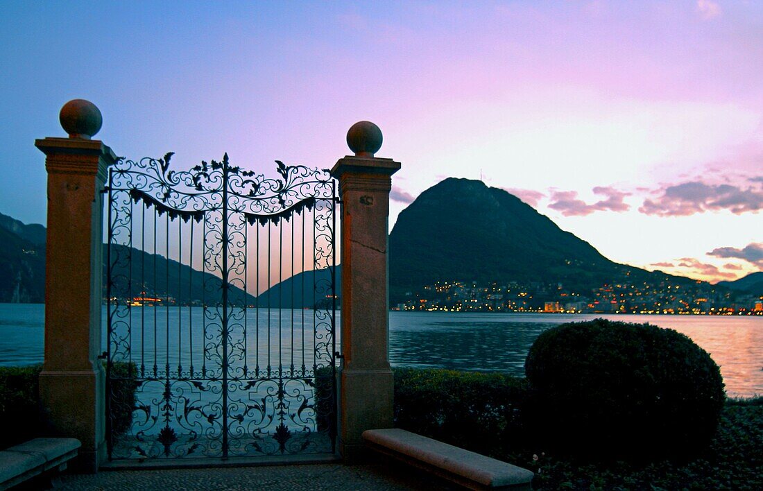 Schweiz, Tessin, Lugano, See, San Salvatore, Sonnenuntergang