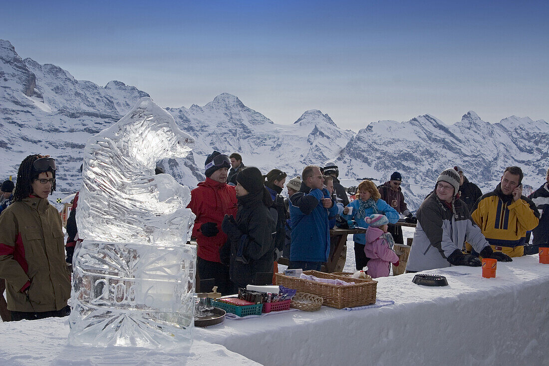 Switzerland bernese alps Mount Maennlichen skiing and snowboerding piste