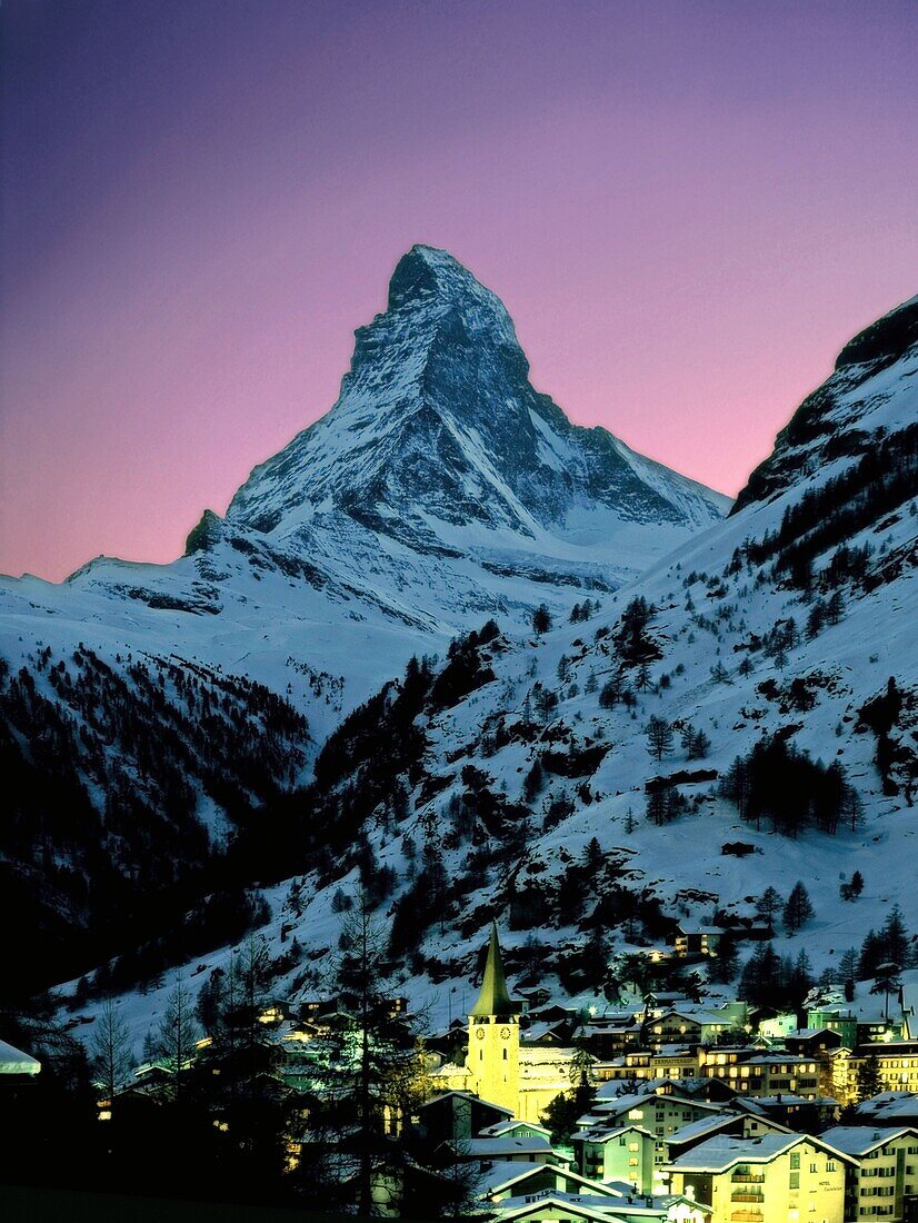 Schweiz, Wallis, Zermatt, Matterhorn, Sonnenuntergang