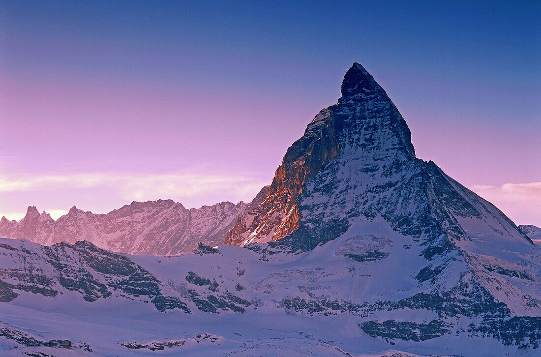 Schweiz, Wallis,  Matterhorn, Sonnenuntergang