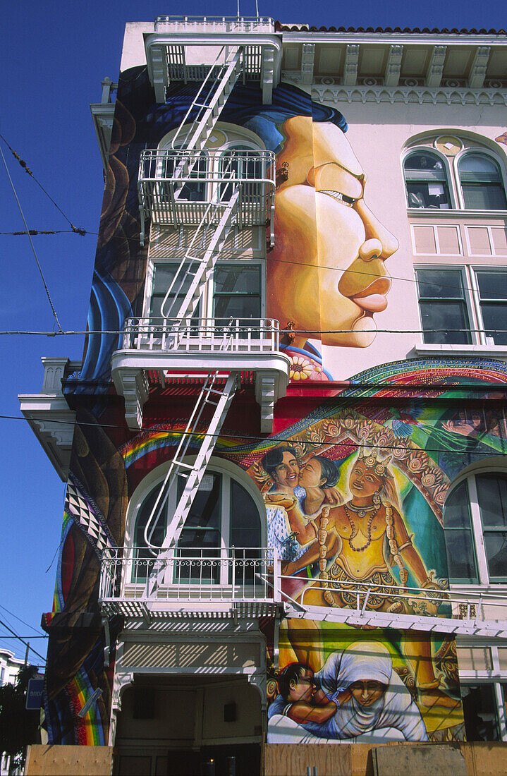 Einsatzgebiet, Wandbild eines spanischen Künstlers, San Francisco, Kalifornien