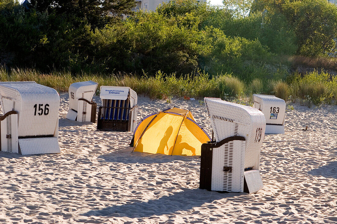 Usedom, Heringsdorf,  beach chairs, wind shelter