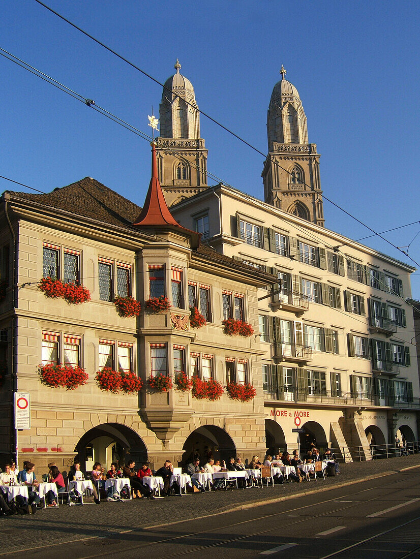Großmünster, Limmatquai, Zürich, Schweiz