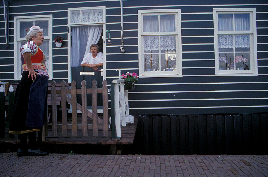 Marken, women with traditional clothes, Netherlands, Europe