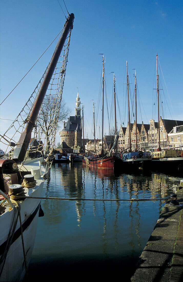 Hoorn, harbour with Hoofdtoren, Netherlands, Europe