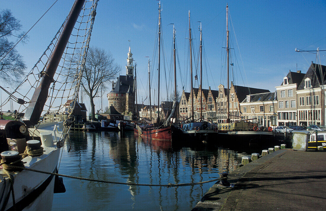 Hoorn, harbour with Hoofdtoren, Netherlands, Europe