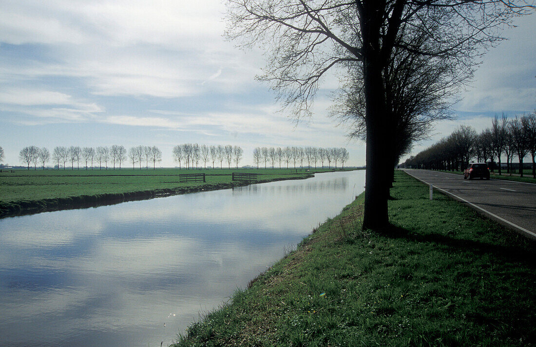 Canal, landscape near Volendam, Netherlands, Europe