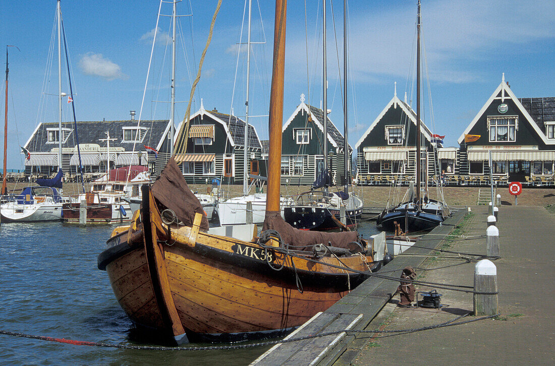 Boat at Havenbuurt harbour, Marken island, Netherlands, Europe