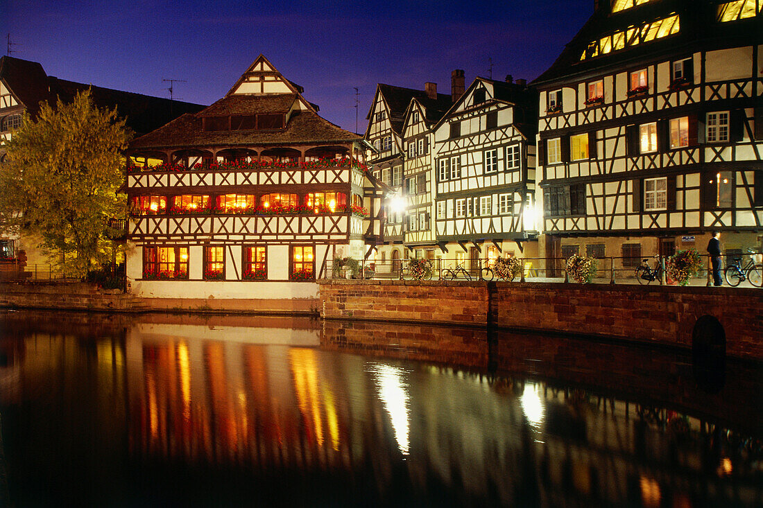 View over Ill river at Place Benjamin Zix, La Petite France, Strasbourg, Alsace, France, Europe