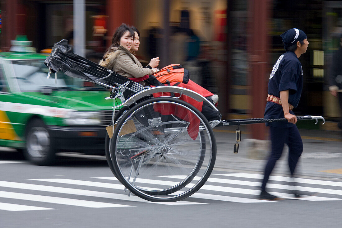 Women on a rickshaw, Tokyo, Japan, Asia