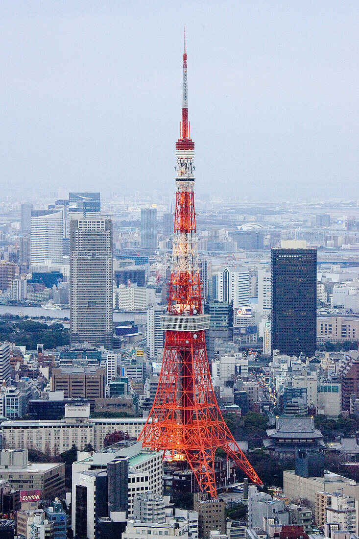 Blick auf Hochhäuser und den Tokio Tower, Roppongi Hills, Tokio, Japan, Asien