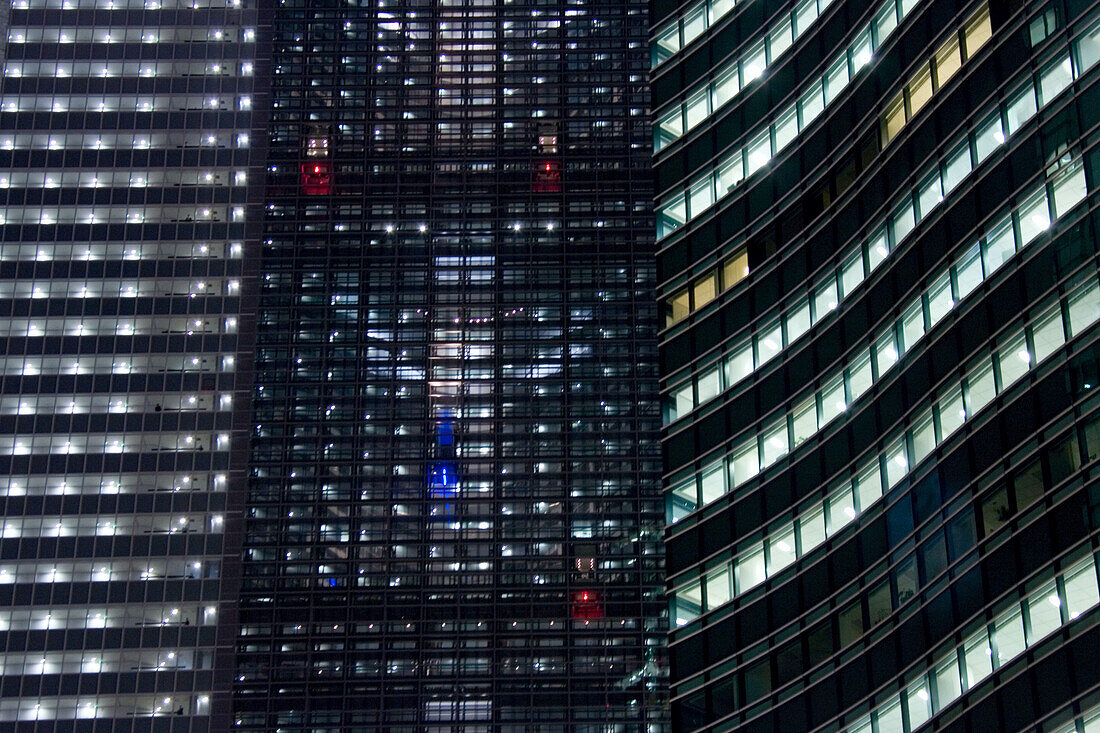 High rise buildings near Shiodome station, Shiodome-oh-dori Avenue, Tokyo, Japan