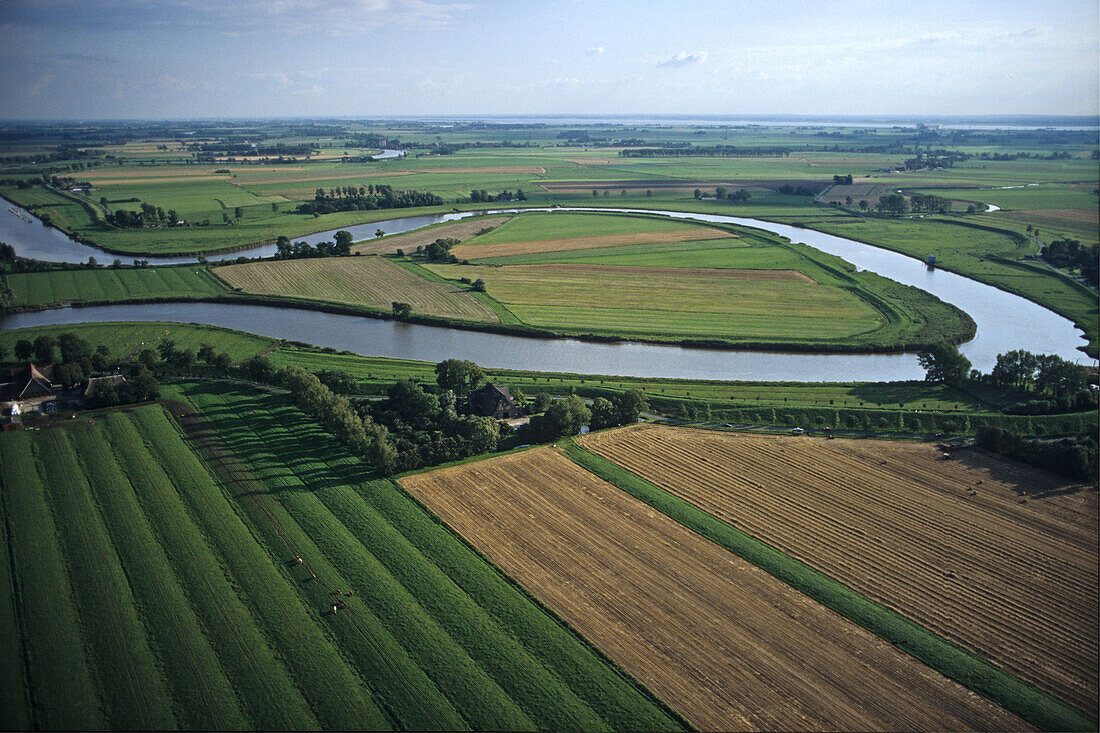 aerial photo of the meanders of the Aller river near Verden, Lower Saxony