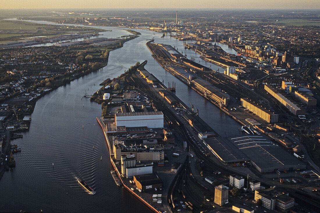 aerial photo of Bremen Weser harbour in northern Germany