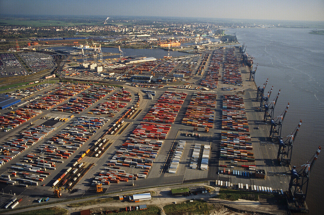 Container harbor, Bremerhaven, the Free Hanseatic City of Bremen, Germany