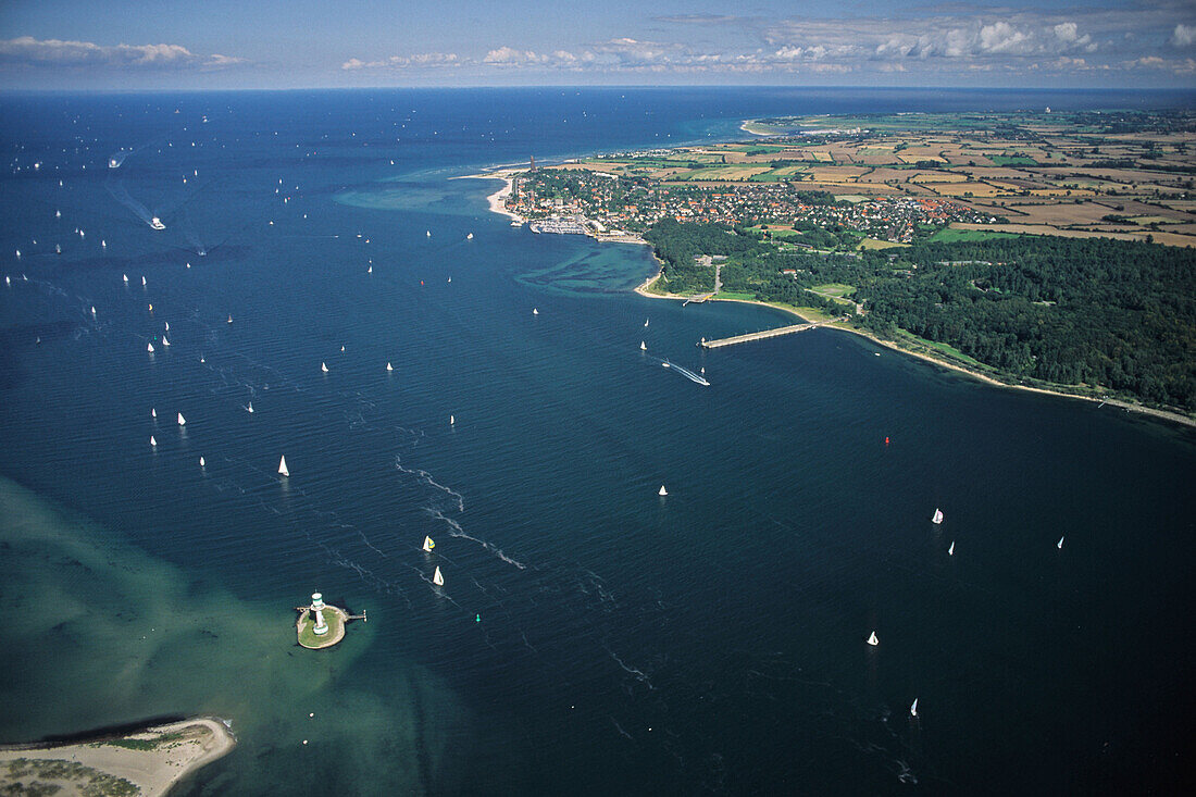 aerial photo, Bay of Kiel, Laboe, Baltic Sea, Schleswig Holstein, northern Germany