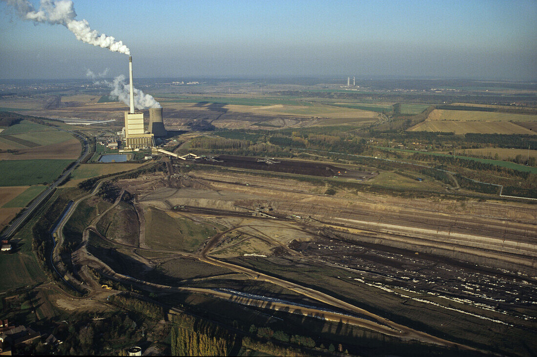 aerial photo coal fired power plant at Buschhaus near Helmstedt, Saxony-Anhalt, Germany