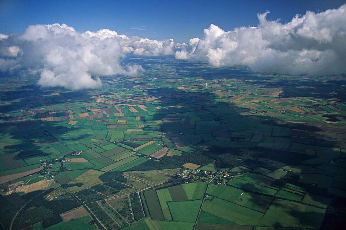 aerial photo of clouds above the northern German lowlands, Lower Saxony