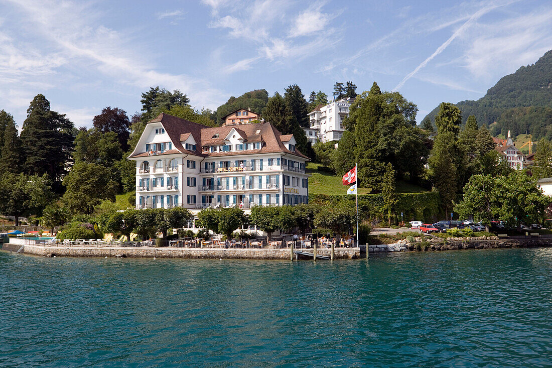 Hotel Central am See at lakeshore of Lake Lucerne, Weggis, Canton of Lucerne, Switzerland