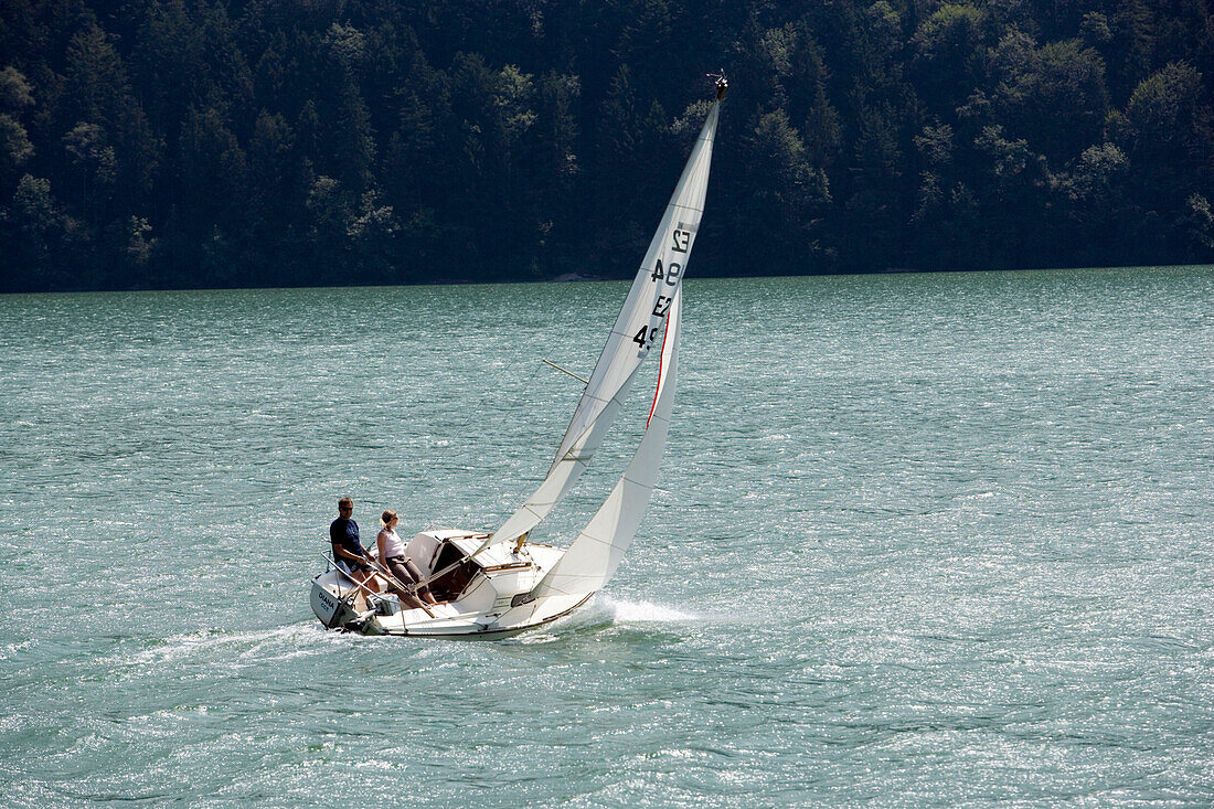 Couple sailing on Lake Lucerne, Switzerland